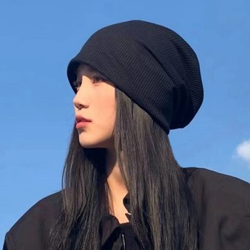 帽子 女 韓版 冬天帽子 韓國 加厚 保暖帽 禦寒帽 顯臉小ins黑色帽子女春百搭透氣堆堆帽夏季毛綫帽包頭大號冷帽 B5