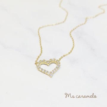【焦糖小姐 Ms caramelo】925純銀鍍K黃 鋯石項鍊 心動時刻項鍊