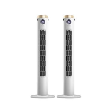 PHILIPS (超值2入組)負離子淨化DC塔式遙控電風扇 定時大廈扇 液晶觸控顯示