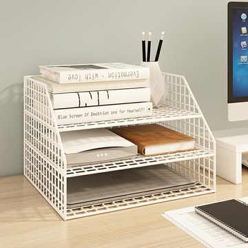 金屬文件框文件架辦公室桌面文件收納盒立式多層鐵藝文具資料置物架子