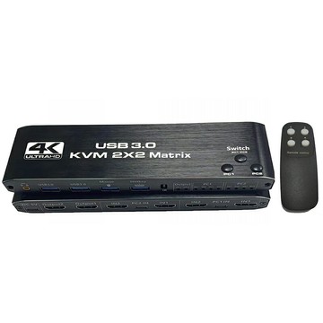 【易控王】4K 2x2HDMI KVM矩陣 2進2出 2台電腦共享2台顯示器 USB3.0 (40-116-05-03)