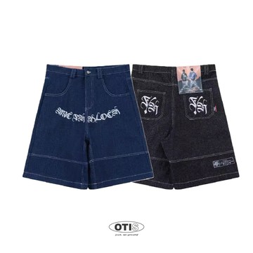 【OTIS】 【現貨】歌德 Chicano 老墨 極致美式 原牛 白刺繡 上窄下寬 短褲 牛仔短褲 七分褲 短褲