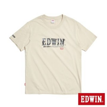 EDWIN 男裝 加大碼 輪胎痕印花短袖T恤-灰卡其