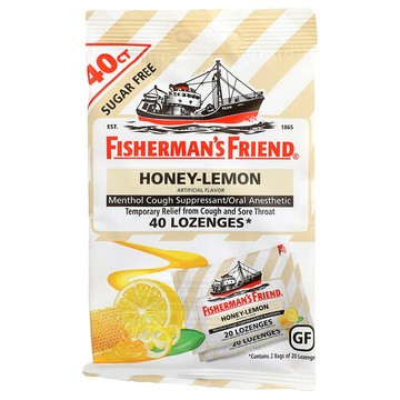Fisherman's Friend, 薄荷醇咳嗽緩解錠劑，無糖，蜂蜜檸檬，40 粒錠劑
