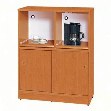 文創集-南亞塑鋼    莫尼 南亞塑鋼3尺雙拉門雙拉盤中高電器櫃/餐櫃/收納櫃-91x40.8x114.2cm免組