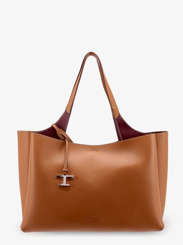 Medium leather shoulder bag with double leather handle, internal pockets and logo engraving - TOD'S - gender_Woman