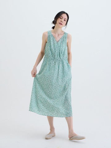 夏日輪廓無袖洋裝-夏日詩行