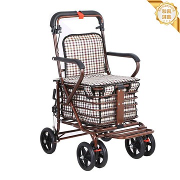 【可坐可推】老人助步車 購物車 買菜車 代步車 四輪車 摺疊車 輕便便攜 可摺疊座椅 帶購物籃 老年人出行購物神器