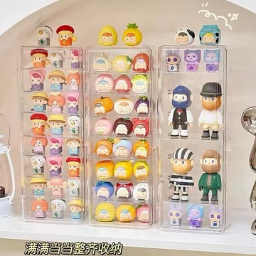 現貨🏆隔日到貨 階梯公仔展示盒 萌粒展示架 手辦展示 盲盒收納展示架 可拆調整空間 泡泡瑪特展示盒 透明亞克力防塵收納