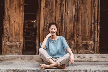 薄苧麻喇叭袖一粒扣套頭襯衫