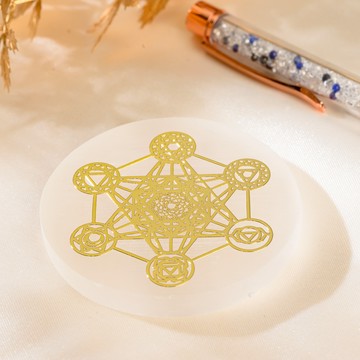 摩洛哥透石膏｜麥達昶 金屬圖騰 茶杯墊 風水擺件 隨機出貨 S24BL11-008