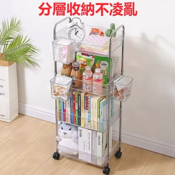 🔥優選🔥超實用亞克力透明多層浴室收納架簡約現代風格帶滾輪便攜堅固耐用