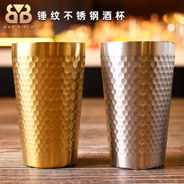 酒吧調酒 不銹鋼錘紋杯鞠麗普雞尾酒杯錘點杯啤酒杯鉆石紋水杯
