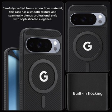 ✅台灣現貨✅SLYZ德係高級感內植絨碳纖維皮紋金屬磁吸Google Pixel 10 9 Pro XL 10A防摔手機殼