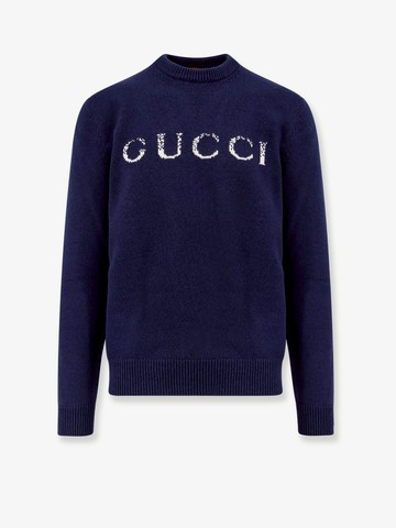 Wool sweater with gucci embroidery on the front - GUCCI - gender_Man