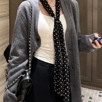 【臺灣有貨】純慾風性感豹紋波點絲巾 新款百搭時尚 小衆高級感可噹腰帶ins 韓版高級感絲巾 女長條波點設計感