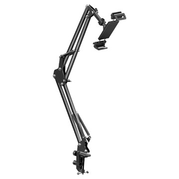 LISEN 李森 懶人懸臂支架 黑色 360度旋轉 穩固夾持 適用於平板電腦和手機  1個  2E41