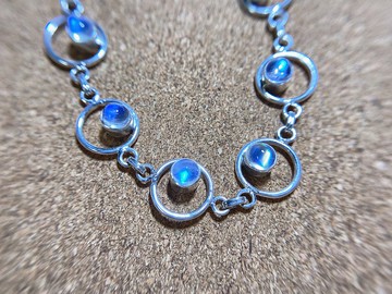 天然 月光石 手鍊 尼泊爾 手工製 925純銀