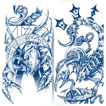 【哈狼族】果汁紋身貼紙/TTa/蠍子系列 毒蠍 180*110mm刺青貼紙 持續1-2星期 植物染色