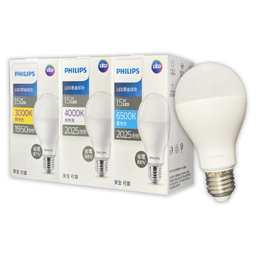 PHILIPS 【8入】最新版 易省 15W LED球泡燈 (白光/黃光/自然光) E27 全電壓 LED燈泡 燈泡 燈