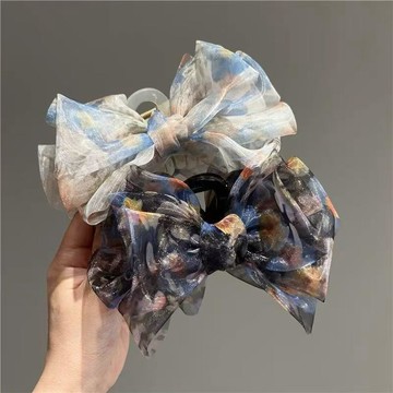 【蜜糖の髮飾】臺灣出貨爆款高顏值蓬鬆雲朵高級泡泡碎花蝴蝶結抓夾大號氣質後腦勺鯊魚夾