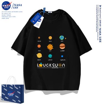 NASA聯名星球短袖t恤男女款2025夏季新款寬松純棉青少年半袖上衣