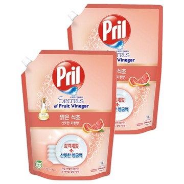 Pril 淨麗 果醋洗碗精 清爽葡萄柚香 可清洗餐具、水果、奶瓶  1L  2包