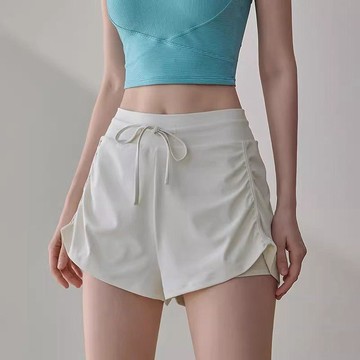 【GMY】防走光運動短褲顯瘦褶皺外穿跑步三分褲夏季訓練女褲透氣彈力