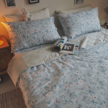 天絲床組 藍色彼岸花 6X7尺兩用被乙件(60支) 100%天絲 棉床本舖