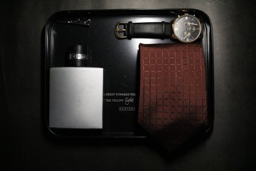 酒紅色小格子領帶紳士男商務休閒百搭necktie