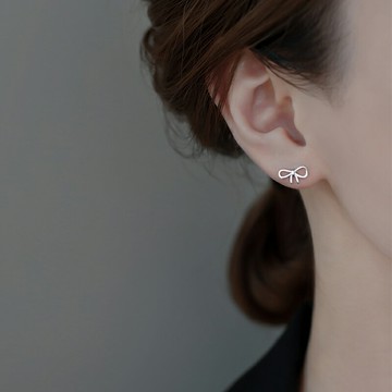 925純銀蝴蝶結耳釘女2021年新款潮簡約耳環夏氣質養耳洞小巧耳飾