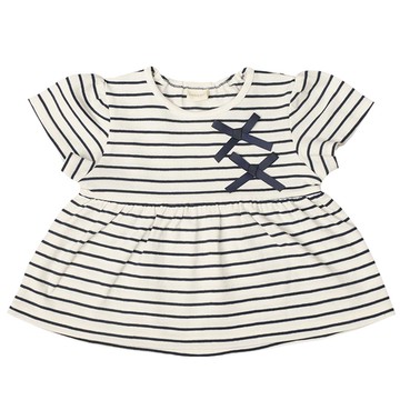 akachan honpo - 短袖T恤-腰部拼接-深藍色