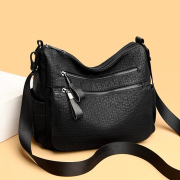 多層多兜拉鏈手提單肩斜挎小包2025新款女包中年媽媽百搭氣質軟皮