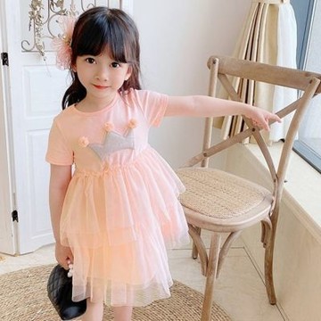 閃星紗球立體皇冠澎澎紗裙洋裝 連身洋裝 女童 連衣裙 蓬蓬裙 澎澎裙 中童【BB3007】