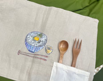 2026台日限量聯名_山海之味手繪風棉麻餐具收納墊