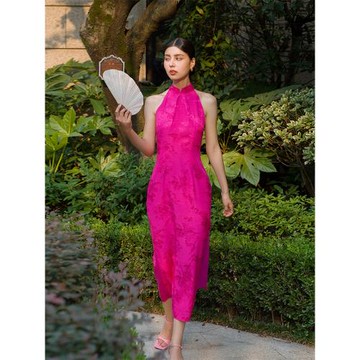 note of love新中式火龍果色改良旗袍新娘結婚禮高級感禮服敬酒服