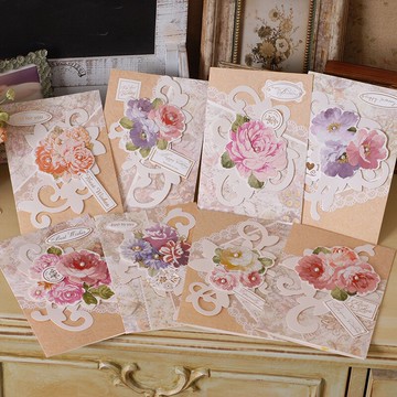 伊和諾拾風賀卡唯美雕刻閃粉貼花生日卡萬用卡祝福卡WISH-1413