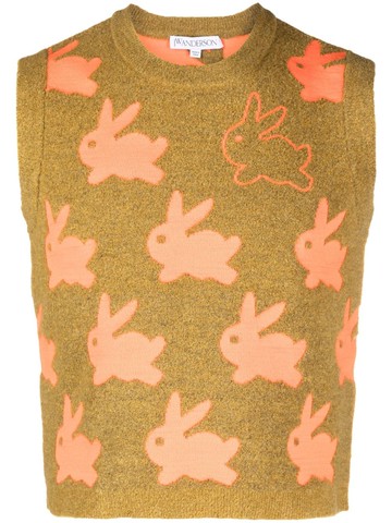 JW Anderson - bunny-jacquard knit vest - men - Wool/Polyamide/Polyester/Acrylic/Elastane - L - Brown