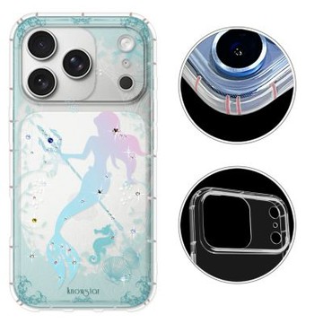 KnowStar iPhone17/16/15/14/13/12系列 奧地利彩鑽防摔手機殼-美人魚Air/16e/ProMax/Plus/SE3