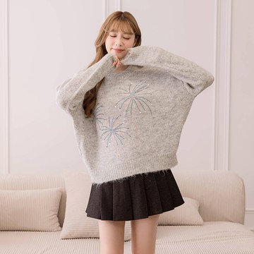 【線上特賣會】HS 刺繡煙花羊毛上衣 灰色