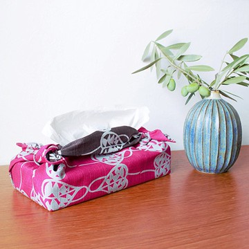 京都風呂敷包巾-伊砂紋樣 中巾-心型葉片(粉&棕)