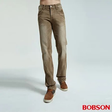BOBSON 男款洗刷紋半舊直筒褲(1784-75)