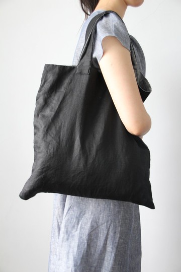 夏沁涼   純亞麻氣質黑灰雙色雙效輕軟肩背袋