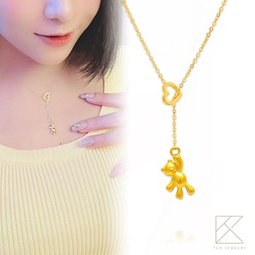 【TLH】黃金墜項鍊 純金999 飛天抱心熊 約重0.05錢±0.02