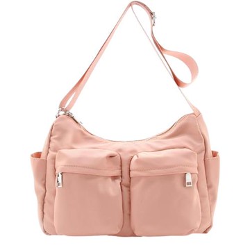 FIRANO-雙口袋防水尼龍肩/斜背包(淺粉)