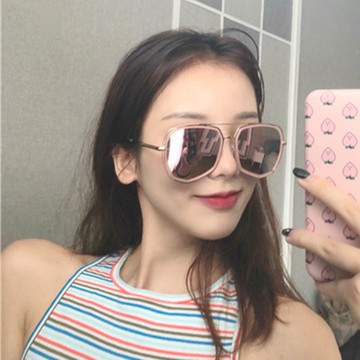 現貨-韓版ulzzang時尚百搭太陽眼鏡歐美大框太陽鏡男女百搭時尚顯瘦墨鏡網紅同款港風飛行員復古眼鏡215