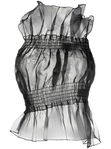 AVAVAV - ruched detailing sheer top - women - Polyester - S - Black