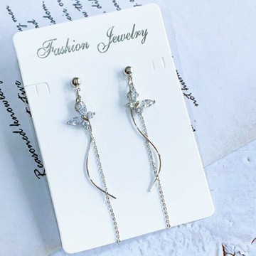 【S.One】S925銀針蝴蝶鋯石曲線長墜