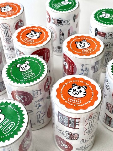 開心動物園/彩色標籤/7公分切膜紙膠帶/附離型紙