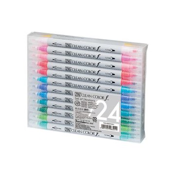 【Kuretake 吳竹】ZIG 雙頭圓頭麥克筆 24色套組 /盒 TCS-6000T-24V(日本品牌)